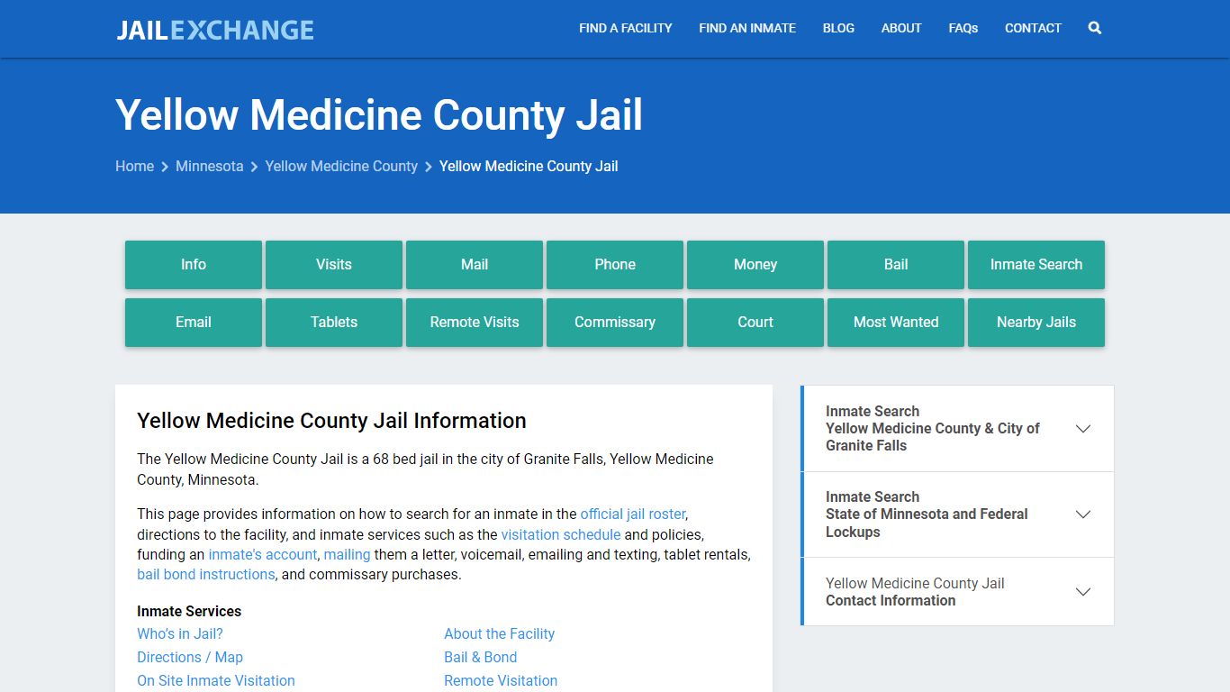 Yellow Medicine County Jail, MN Inmate Search, Information